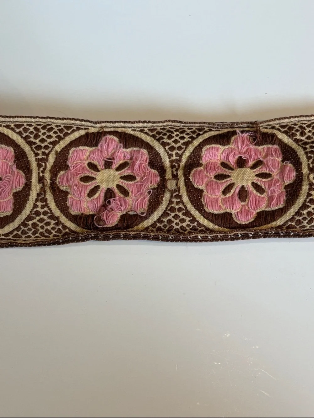 Hadley Pollet Embroidered Floral Belt - Pink Blue Flowers - Approx M/L
